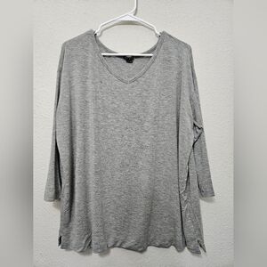 Theory small gray 3/4 dolman Dropped shoulder sleeve v neck pullover soft Shirt